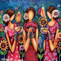 Shazly Khan, Celebrating, 16 x 16 Inch, Acrylic on Canvas, Figurative Paintings, AC-SZK-126